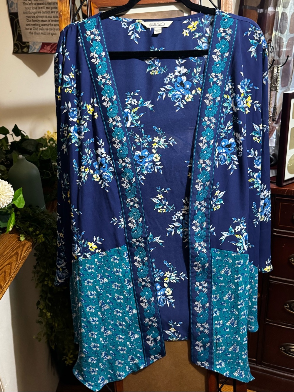 The Pioneer Woman Navy & Teal Floral Open-Front Kimono
